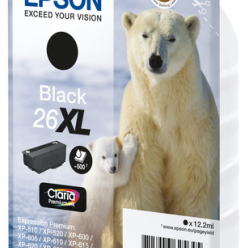 EPSON 26XL ink cartridge black high capacity 12.2ml 500 pages 1-pack RF-AM blister