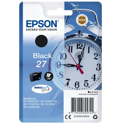 EPSON 27 ink cartridge black standard capacity 6.2ml 350 pages 1-pack blister with alarm - DURABrite ultra ink