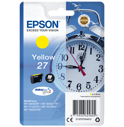 EPSON 27 ink cartridge yellow standard capacity 3.6ml 350 pages 1-pack RF-AM blister - DURABrite ultra ink