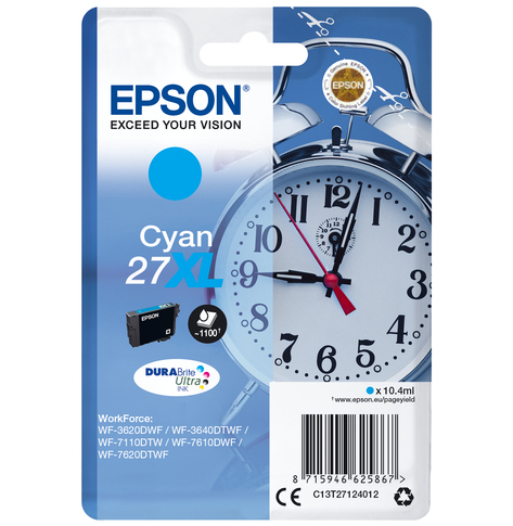 EPSON 27XL ink cartridge cyan high capacity 10.4ml 1.100 pages 1-pack RF-AM blister - DURABrite ultra ink