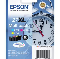 EPSON 27XL ink cartridge cyan, magenta and yellow high capacity 3x10.4ml 3x1.100 pages combopack RF-AM blister - DURABrite