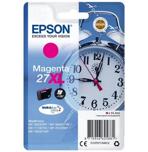 EPSON 27XL ink cartridge magenta high capacity 10.4ml 1.100 pages 1-pack RF-AM blister - DURABrite ultra ink