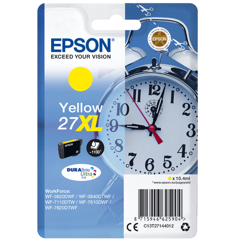 EPSON 27XL ink cartridge yellow high capacity 10.4ml 1.100 pages 1-pack RF-AM blister - DURABrite ultra ink