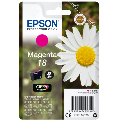 EPSON C13T18034012 Epson T1803 magenta 3,3 ml XP-102/202/205/302/305/402/405/405WH
