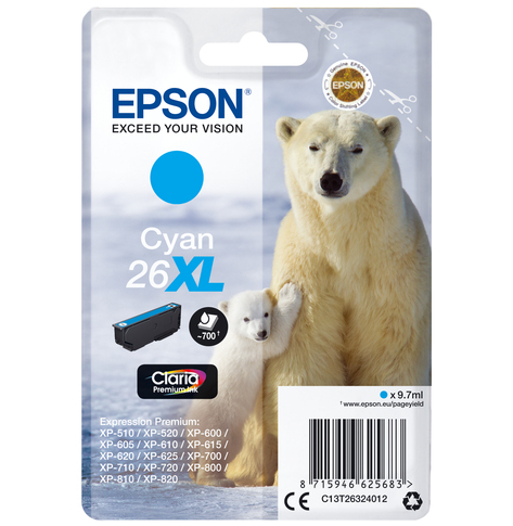 EPSON C13T26324012 Epson T2632 XL cyan Claria 9,7 ml XP-600/700/800