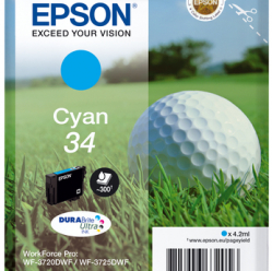 EPSON C13T34624010 EPSON Golf ball Singlepack Cyan 34 DURABrite Ultra 4,2 ml