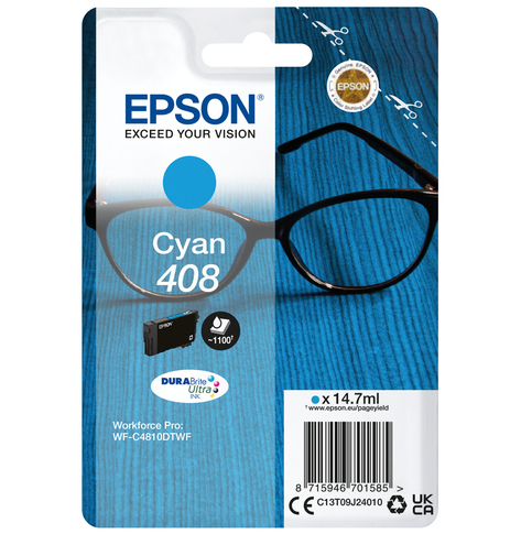 EPSON Singlepack Cyan 408 DURABrite Ultra Ink