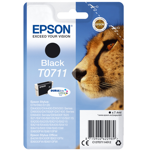 EPSON T0711 ink cartridge black standard capacity 7.4ml 1-pack RF-AM blister