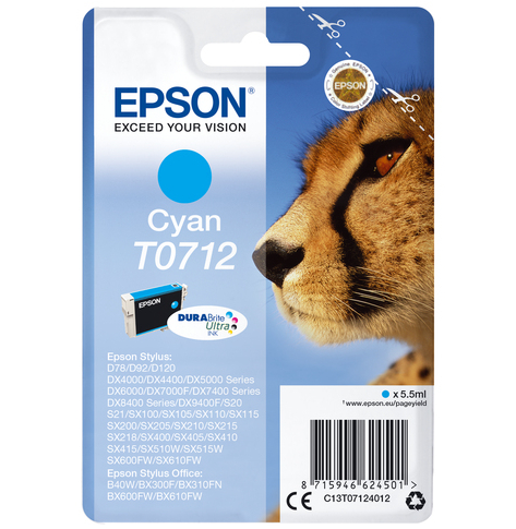 EPSON T0712 ink cartridge cyan standard capacity 5.5ml 1-pack RF-AM blister