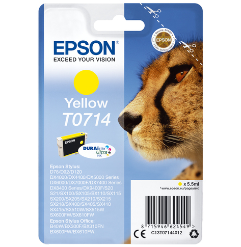 EPSON T0714 ink cartridge yellow standard capacity 5.5ml 1-pack RF-AM blister