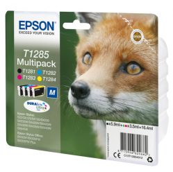EPSON T1285 ink cartridge black and tri-colour standard capacity 5.9ml and 3 x 3.5ml 4-pack RF-AM blister