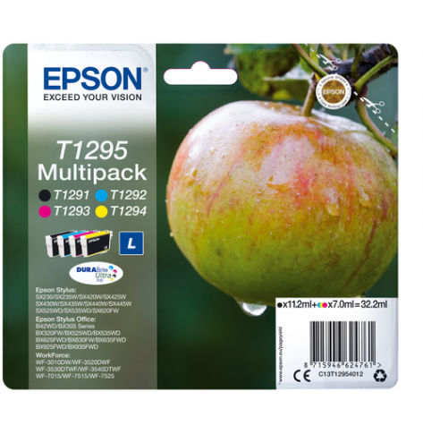 EPSON T1295 ink cartridge black and tri-colour high capacity 11.2ml- 3 x 7ml 4-pack RF-AM blister