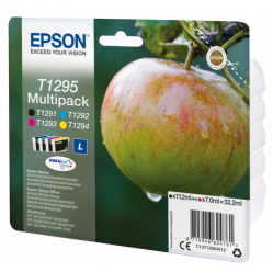 EPSON T1295 ink cartridge black and tri-colour high capacity 11.2ml- 3 x 7ml 4-pack RF-AM blister