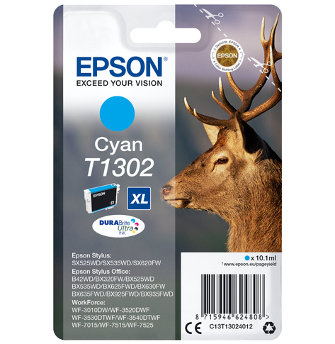 EPSON T1302 ink cartridge cyan extra high capacity 10.1ml 1-pack RF-AM blister DURABrite Ultra Ink