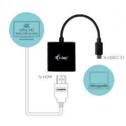 ITEC C31HDMI60HZP i-tec USB-C HDMI Adapter 4K/60 Hz 1x HDMI 4K Ultra HD kompatybilny z TB3