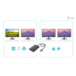 I-TEC USB-C Dual 4K/60Hz single 8K/30Hz DP Video Adapter 2x DP Port