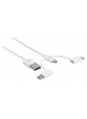 MANHATTAN 3w1 USB-A 2.0 na Lightning USB-C Micro-USB 1m Bialy