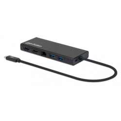 MANHATTAN Adapter USB-C Multiport do 2x HDMI/RJ45/2x USB-A/USB-C PD