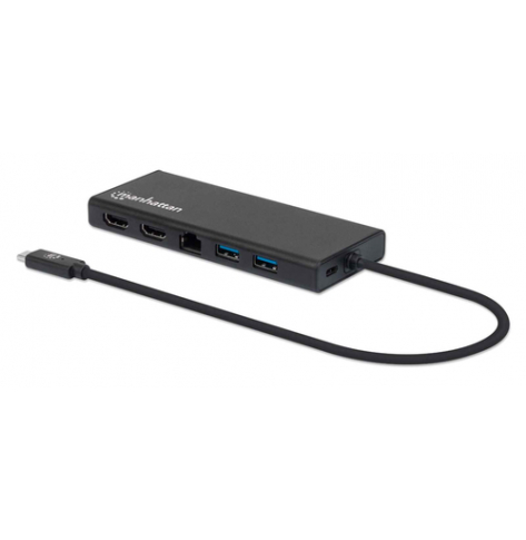 MANHATTAN Adapter USB-C Multiport do 2x HDMI/RJ45/2x USB-A/USB-C PD