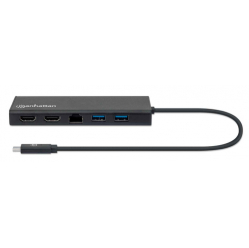 MANHATTAN Adapter USB-C Multiport do 2x HDMI/RJ45/2x USB-A/USB-C PD