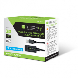 TECHLY Przedluzacz Aktywny USB 2.0 A-A M/F 5m Czarny