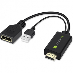 TECHLY Adapter HDMI z Zasilaniem USB na DisplayPort 4K 30Hz
