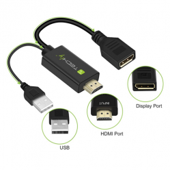 TECHLY Adapter HDMI z Zasilaniem USB na DisplayPort 4K 30Hz