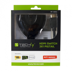 TECHLY 3-Portowy Przelacznik HDMI 3x1 4K 30Hz Pigtail
