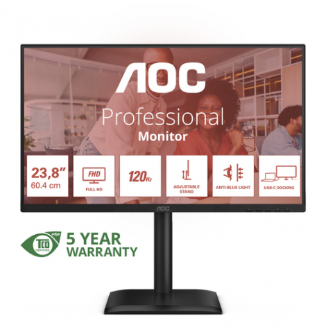 Monitor AOC 24E4CV 23.8 FHD IPS 120Hz 4ms  HDMI DP USB-C PD90W Speakers Pivot