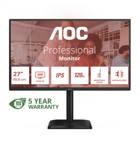 AOC Q27E4U 27 WQHD IPS 120Hz 4ms HDMI2.0 DP USB3.2 HUB USB Pivot Speakers