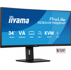 Monitor IIYAMA XCB3497WQSNP 34 UW Curved VA-panel 4K 120Hz 04ms Speakers USB-C Dock DisplayPort 2xHDMI