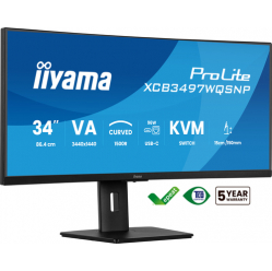 Monitor IIYAMA XCB3497WQSNP 34 UW Curved VA-panel 4K 120Hz 04ms Speakers USB-C Dock DisplayPort 2xHDMI