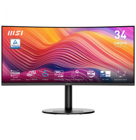 MSI Modern MD342CQP 34 VA UWQHD Curved 120Hz  1ms 2xHDMI2.0 DP USB-C DP ALT PD98W Speakers Heith Adj.