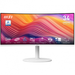 MSI Modern MD342CQPW 34 VA UWQHD Curved 120Hz  1ms 2xHDMI DP USB Type C DP ALT PD 98W Speakers Height Adj.