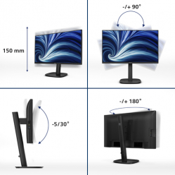 Monitor PHILIPS 24B2U3301/00 23.8 IPS FHD  4ms HDMI 1.4 DP 1.4 USB-C USB-Ax4 RJ45 Speakers pivot