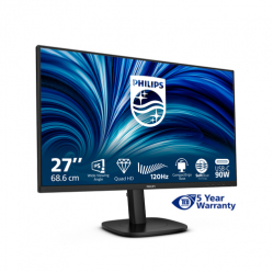 Monitor PHILIPS 27 QHD 120Hz IPS Flat H/A 150 MM USB C DOCKING DISPLAY RJ45 PD>90W Daisy chain TUV EyeSafe certified USB HUB