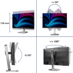 Monitor PHILIPS 27B2N4500/00 27 QHD 120Hz IPS Flat H/A 150 MM TUV EyeSafe certified USB HUB SPEAKERS Power/Light sensor DP 2xHDMI