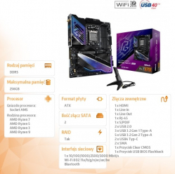 ASRock Płyta główna X870 NOVA WIFI AM5 4DDR5 M.2 ATX 