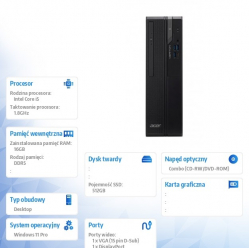 Komputer Acer VERITON VX2720G i5-14400U 16GB 512GB SSD W11P 2Y