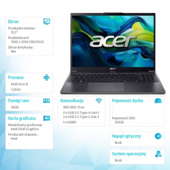 Acer Aspire Go 15 AG15-51P-50C1 15.3 i5-1334U 16GB 512GB NoOS Czarny
