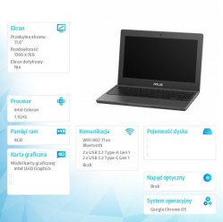 Laptop Asus Chromebook CB1100CKA-GJ0415 11.6 Celeron N5100 8GB 64GB ChromeOS 5Y