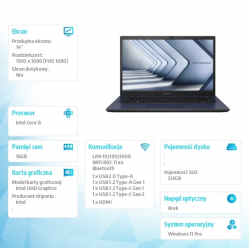Laptop Asus ExpertBook B1 B1402CVA-EB1301X 14 FHD i5-1335U 16GB 512GB W11P 3YRS