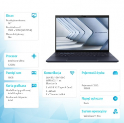 Laptop Asus ExpertBook B5 B5404CMA-Q50339X 14 WUXGA Ultra 5 125H 16GB 512GB W11P 3YRS