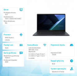 Asus ExpertBook BM1 1503CDA-S70416W 15.6 FHD Ryzen 5 7535U 16GB 512GB W11H 3YRS