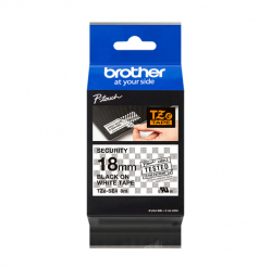 Taśma Brother 18mm czarna na białym SECURITY TAPE