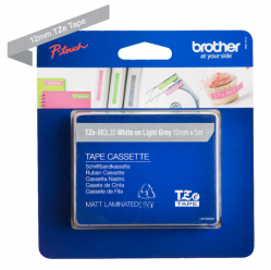 Taśma Brother 12mm biała / Jasna zieleń mat (5M długości)