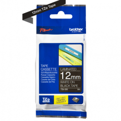 Taśma Brother 12mm Biała na czarnym
