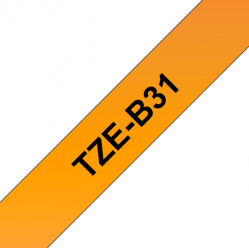 Taśma Brother 12mm BLACK ON FLUO. ORANGE