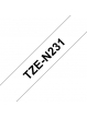 Taśma Brother 12mm czarna na białym ADHESIVE TAPE NON LAMINATED