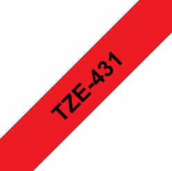 Taśma Brother 12mm czarna na czerwonym